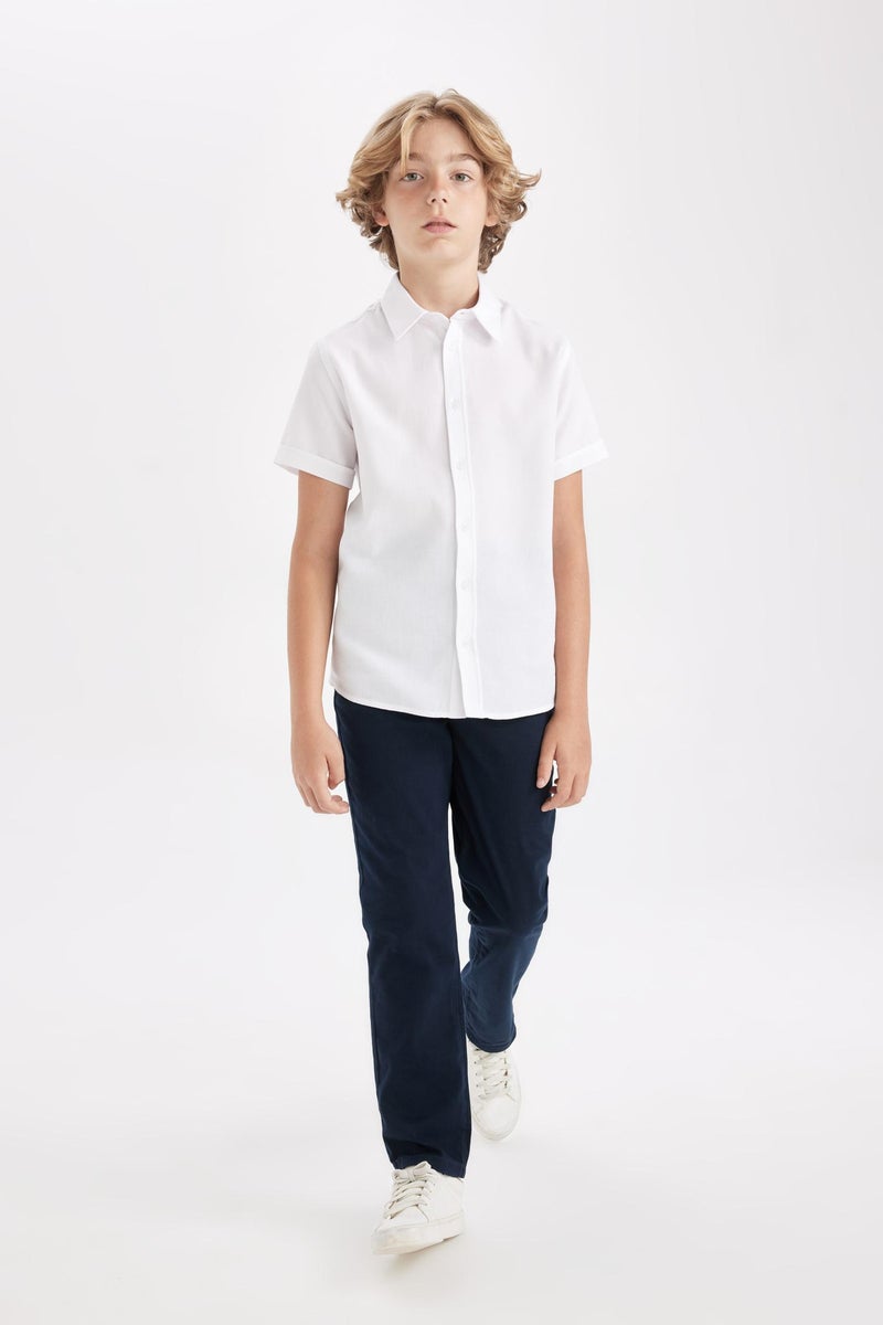 DeFacto Blue Boy Boy Navy Straight Leg Gabardine School Pants Casual - Image 1